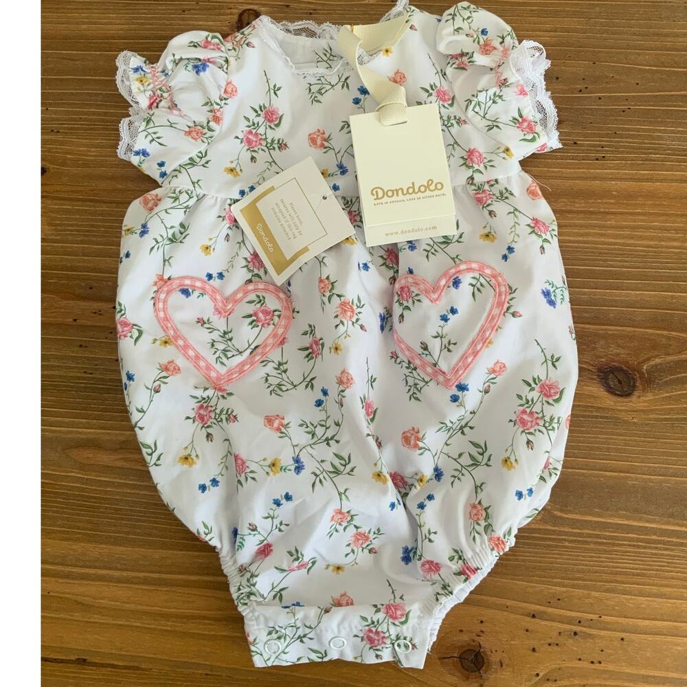 Dondolo Rosie girl floral bubble with heart NWT size 6mo‎ $82